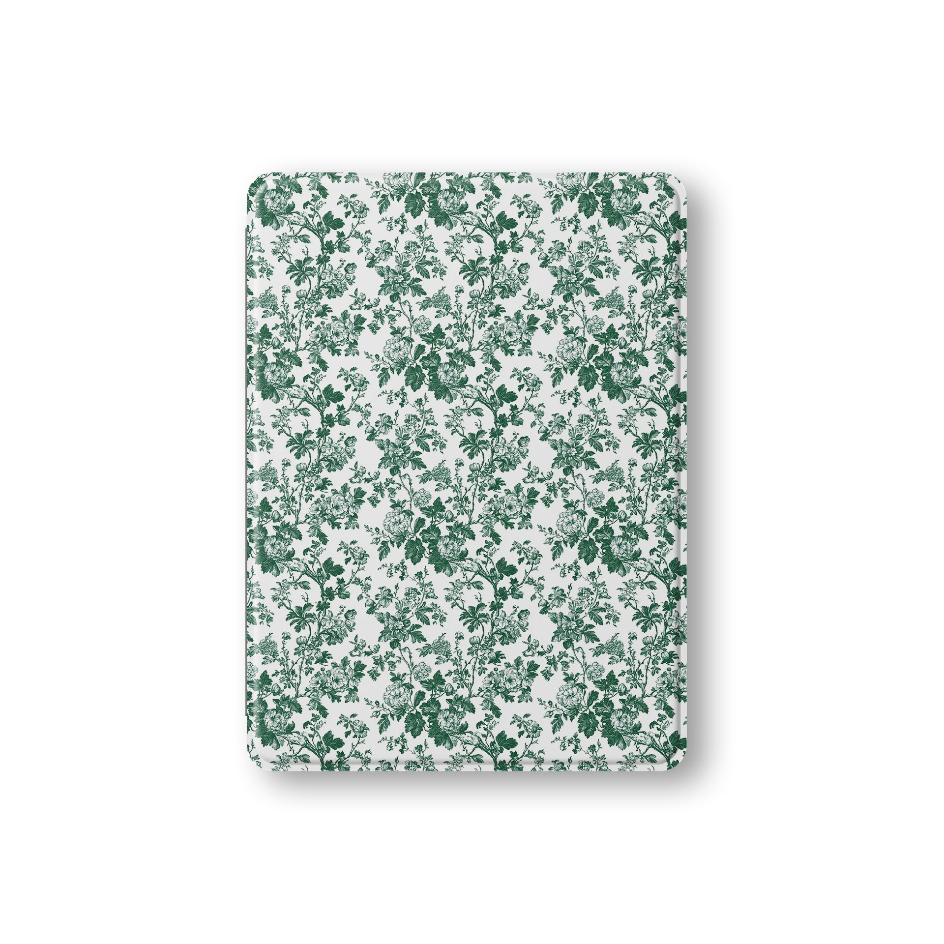 Luxury vegan leather iPad case – emerald floral print with matte finish