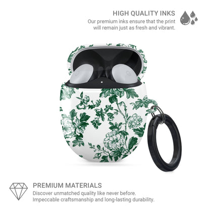 Google Pixel Buds Pro case with Emerald Enchantment design – deep green floral pattern, slim scratch-resistant cover for Pixel Buds Pro and Pixel Buds Pro 2