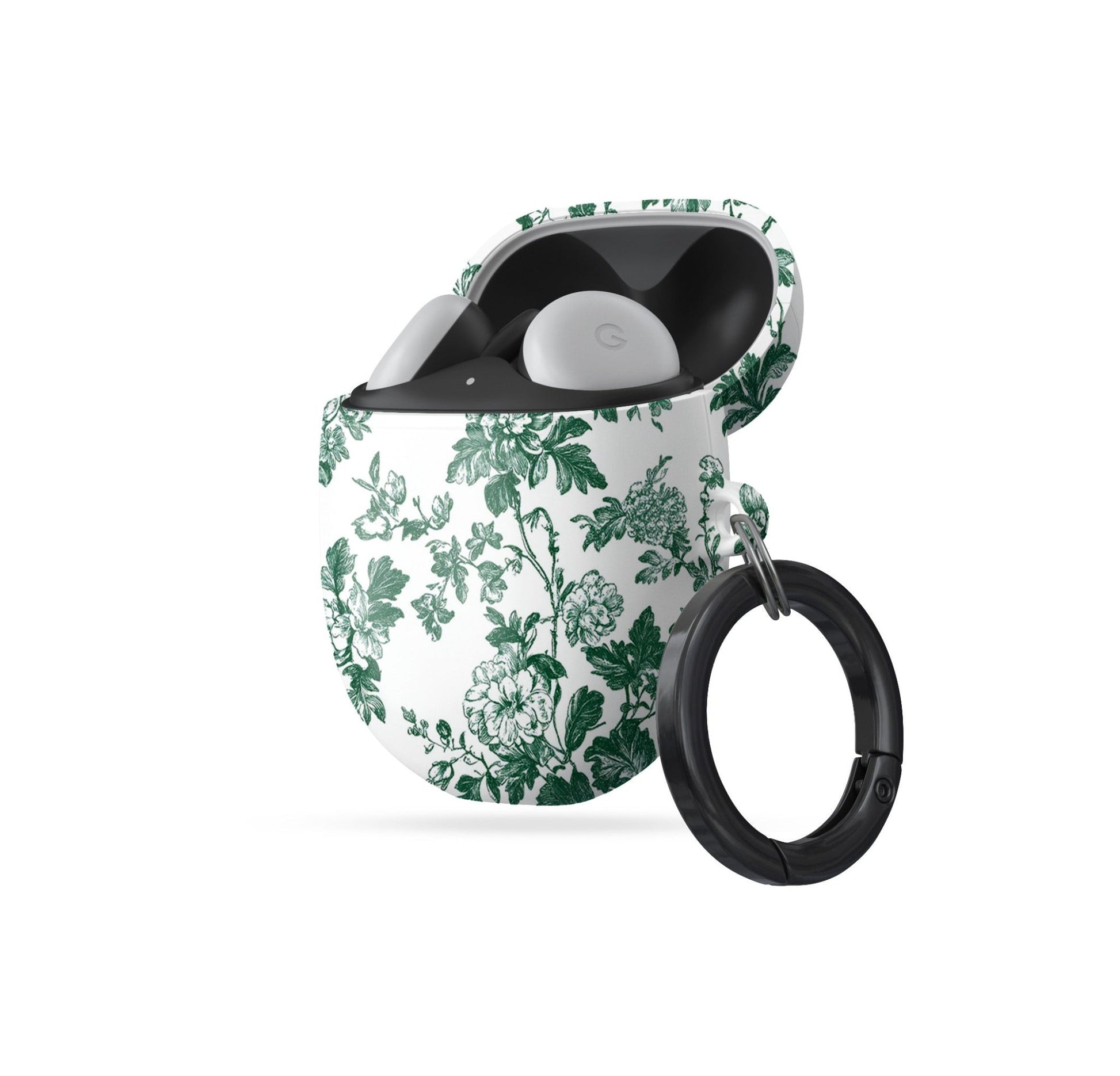 Google Pixel Buds Pro case with Emerald Enchantment design – deep green floral pattern, slim scratch-resistant cover for Pixel Buds Pro and Pixel Buds Pro 2