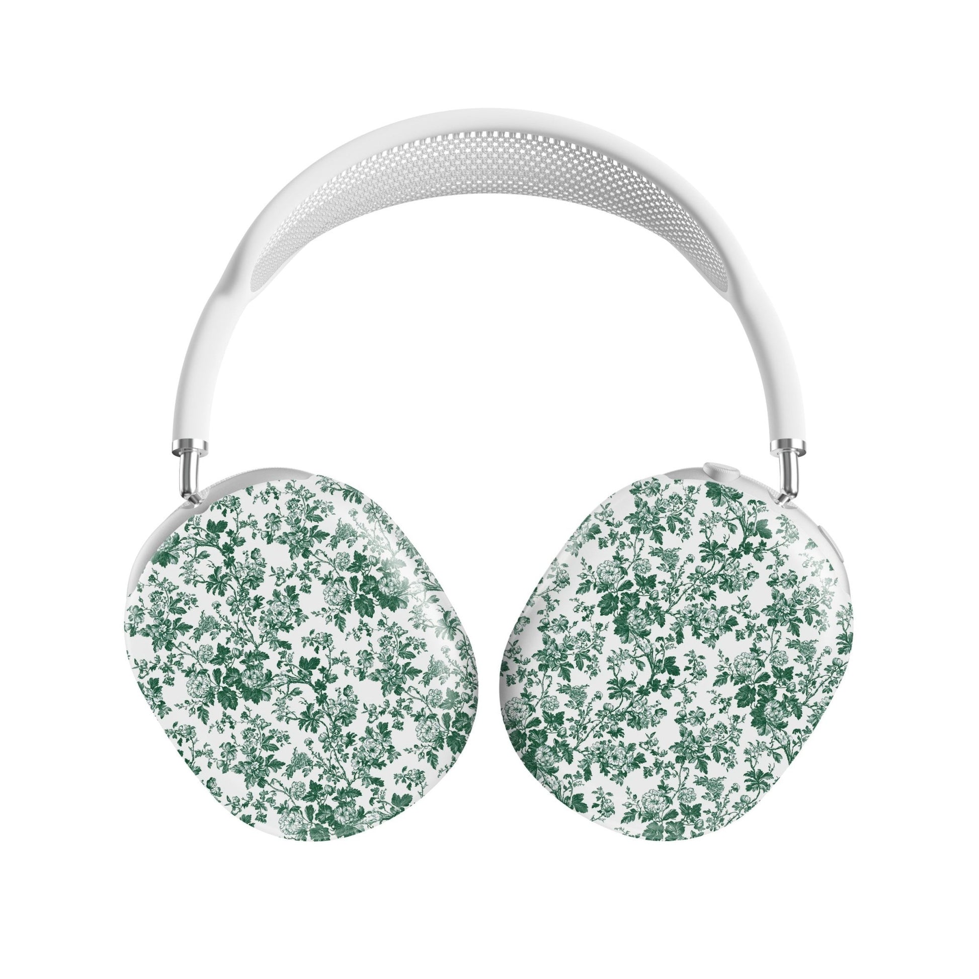 Emerald Enchantment AirPods Max Case – bold green vintage floral design with glossy finish, slim scratch-resistant protective cover for Apple AirPods Max headphones.