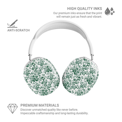 Emerald Enchantment AirPods Max Case – bold green vintage floral design with glossy finish, slim scratch-resistant protective cover for Apple AirPods Max headphones.