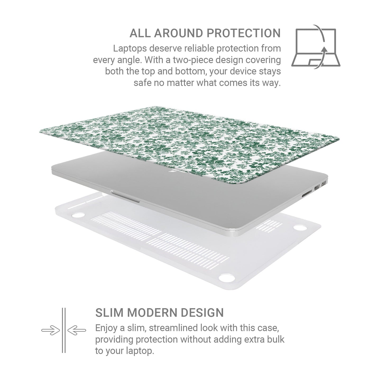 Lightweight floral MacBook Air case with stylish botanical print