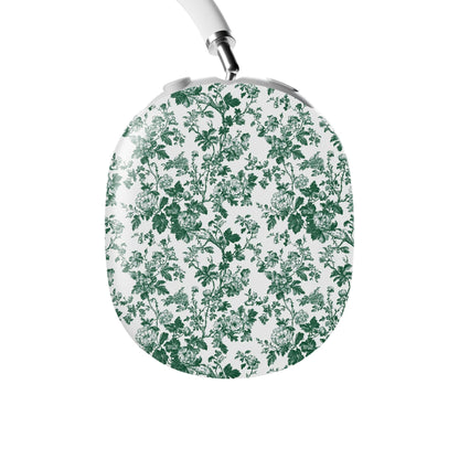 Emerald Enchantment AirPods Max Case – bold green vintage floral design with glossy finish, slim scratch-resistant protective cover for Apple AirPods Max headphones.