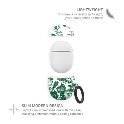 Google Pixel Buds Pro case with Emerald Enchantment design – deep green floral pattern, slim scratch-resistant cover for Pixel Buds Pro and Pixel Buds Pro 2