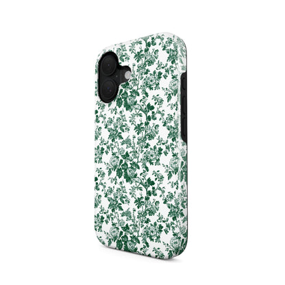 Emerald Enchantment Tough Phone Case – dual-layer emerald floral design for iPhone