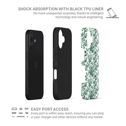 Emerald Enchantment Tough Phone Case – dual-layer emerald floral design for iPhone