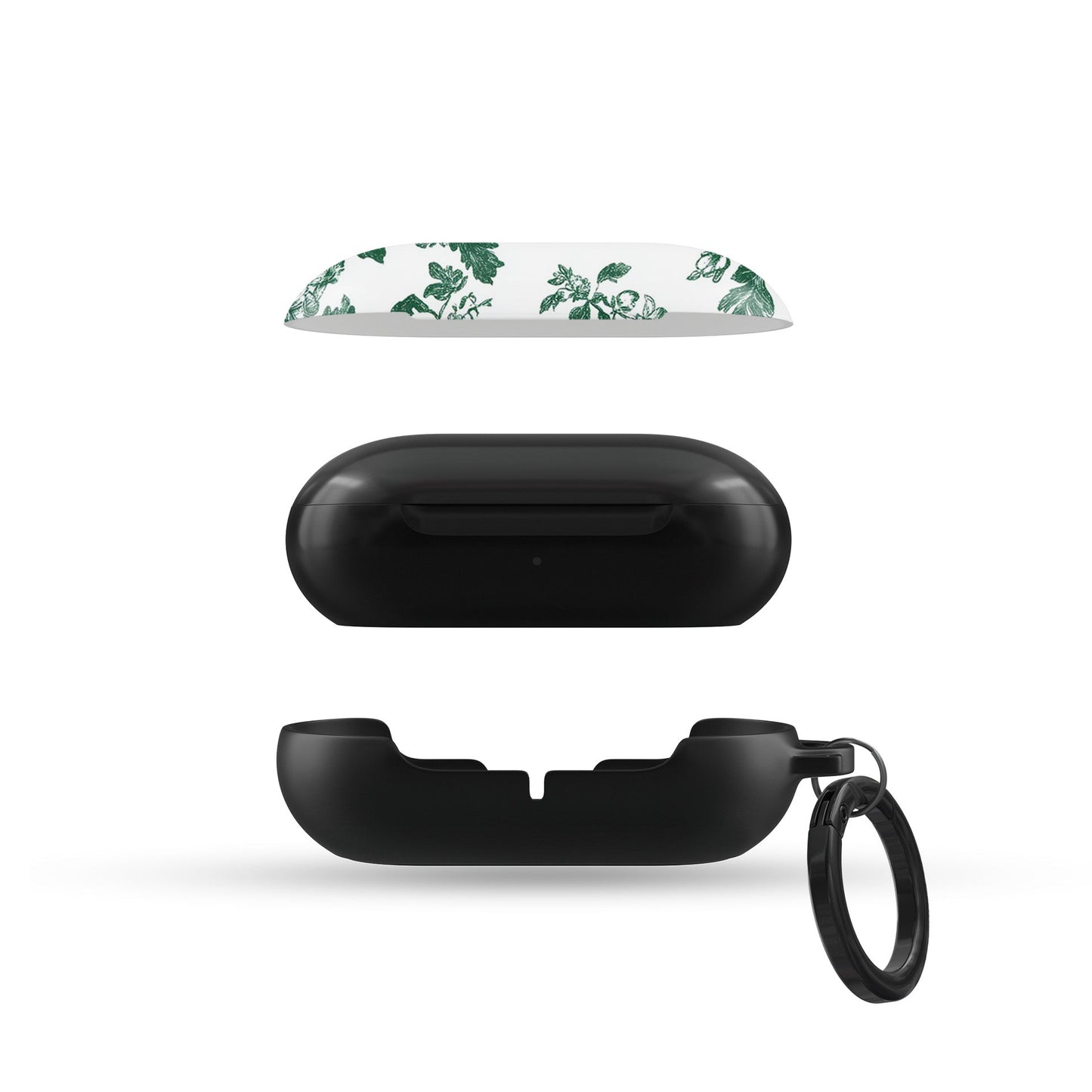 Slim floral Galaxy Buds case with botanical print in emerald green