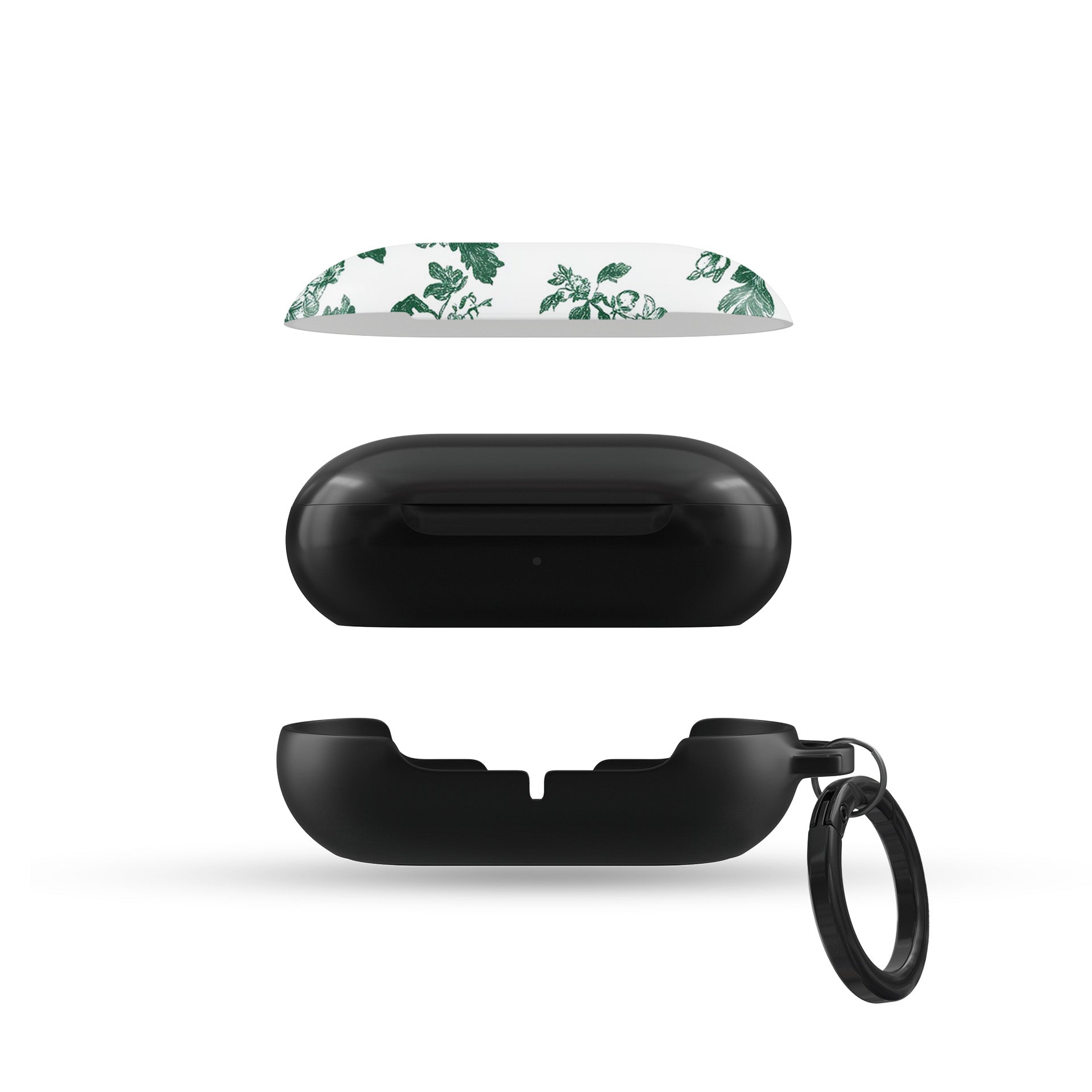 Slim floral Galaxy Buds case with botanical print in emerald green