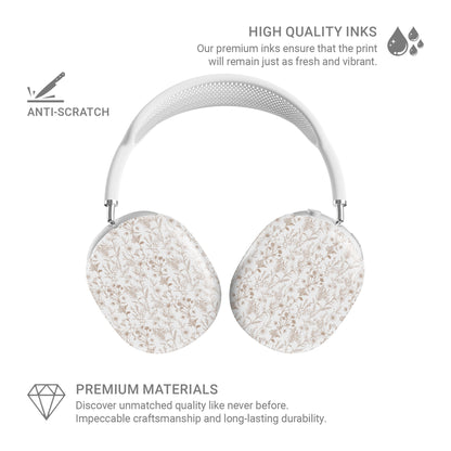 Faded Meadow AirPods Max Case – vintage beige floral pattern with glossy finish, slim scratch-resistant protective cover for Apple AirPods Max headphones.