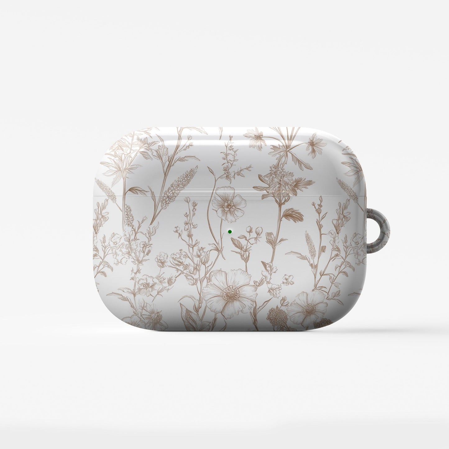 Faded Meadow AirPods Case – vintage beige floral design with glossy finish, slim scratch-resistant cover for Apple AirPods Pro, Pro 2, AirPods 3, and AirPods 2.
