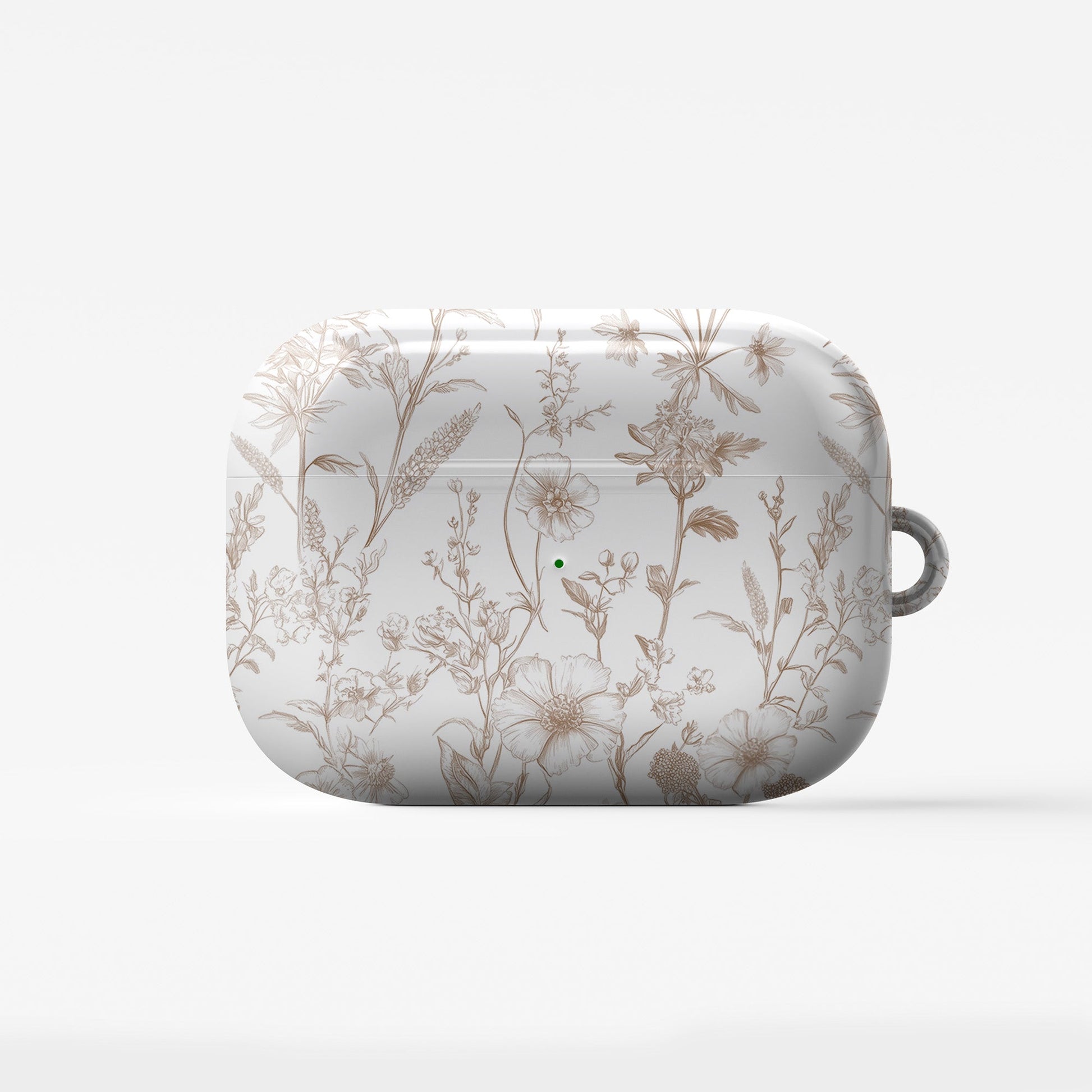 Faded Meadow AirPods Case – vintage beige floral design with glossy finish, slim scratch-resistant cover for Apple AirPods Pro, Pro 2, AirPods 3, and AirPods 2.