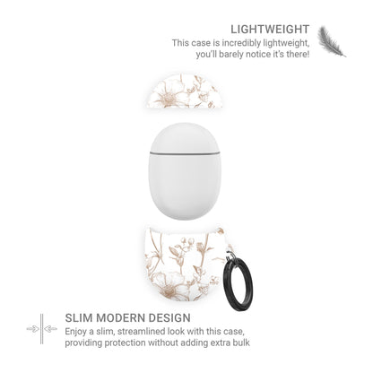 Google Pixel Buds Pro case with Faded Meadow design – vintage beige floral pattern, slim scratch-resistant cover for Pixel Buds Pro and Pixel Buds Pro 2