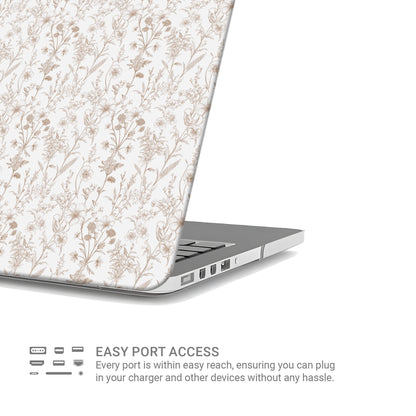 Protective MacBook Pro case – vintage floral matte design in soft beige