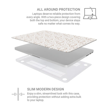 Protective MacBook Pro case – vintage floral matte design in soft beige
