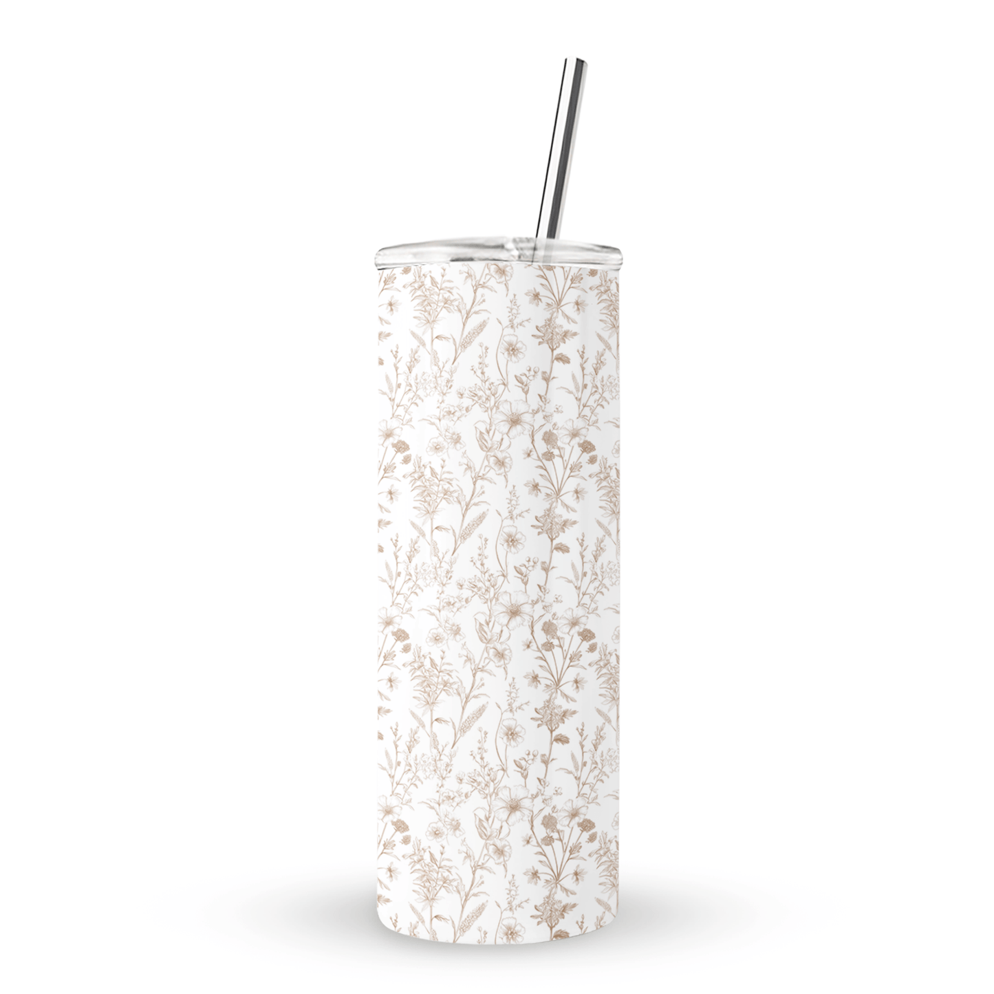 Reusable eco-friendly stainless steel tumbler – soft floral print