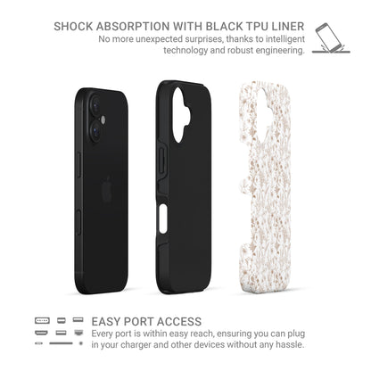 Tough Phone Case – dual-layer beige floral design for iPhone