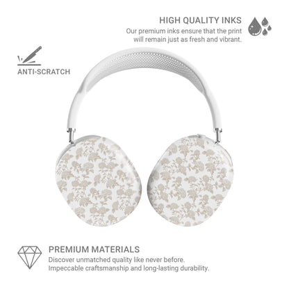 Garden Parlour AirPods Max Tough Case with vintage sepia floral pattern, slim glossy finish, and scratch-resistant protective design.