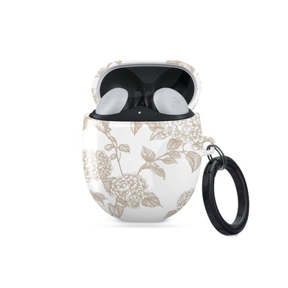 Google Pixel Buds Pro case with Garden Parlour design – vintage sepia floral pattern, slim protective cover for Pixel Buds Pro and Pixel Buds Pro 2 burga