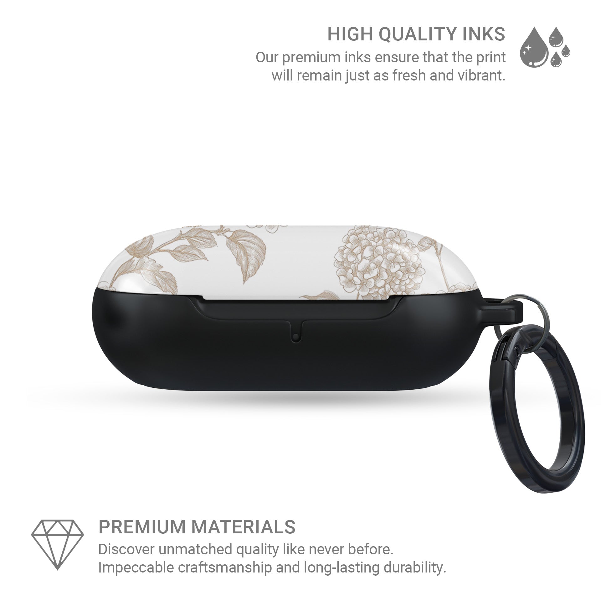 Slim glossy Samsung Galaxy Buds case with botanical design