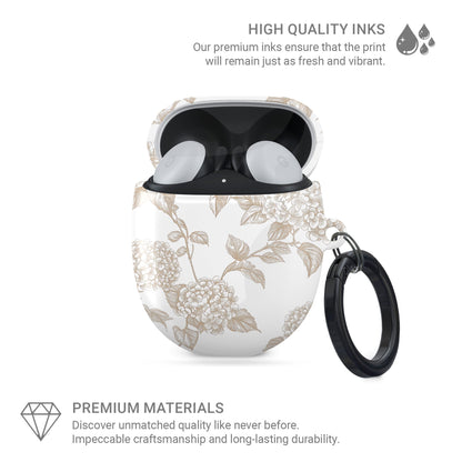 Google Pixel Buds Pro case with Garden Parlour design – vintage sepia floral pattern, slim protective cover for Pixel Buds Pro and Pixel Buds Pro 2 burga