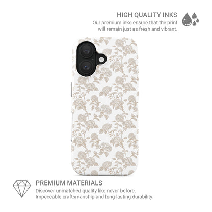 MagSafe Tough Phone Case – dual-layer hydrangea floral design for iPhone