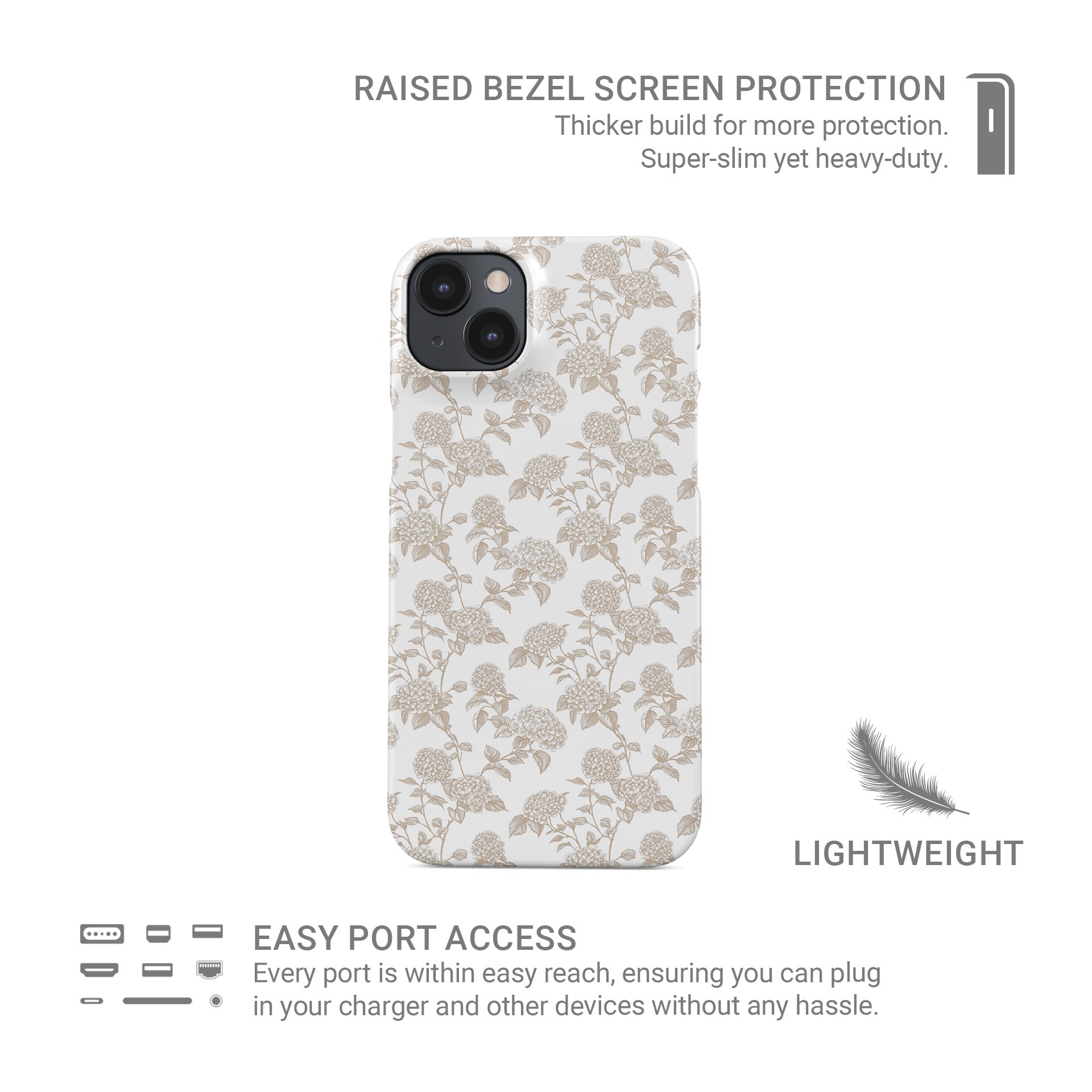 Ultra-thin beige floral snap case with glossy finish for Samsung Galaxy S23