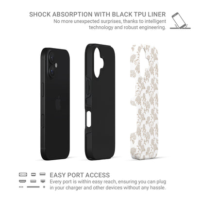 Glossy beige floral tough phone case for Samsung Galaxy S23
