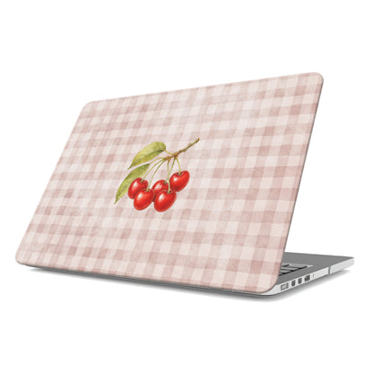 Ruby Bough MacBook Case with watercolour fruiting cherry branch on dusty pink gingham

