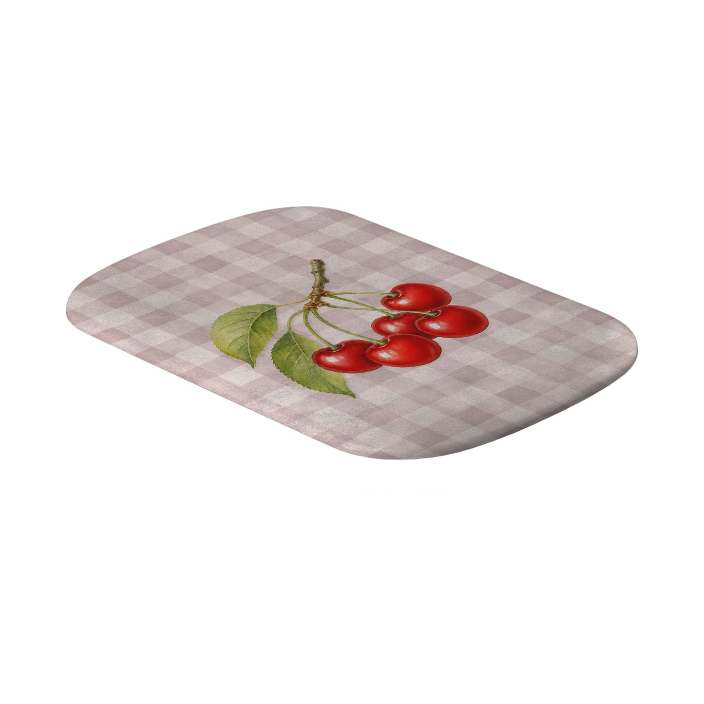 Ruby Bough Power Bank Skin with watercolour fruiting cherry branch on dusty pink gingham
