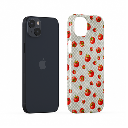 Cherry Jubilee Snap Phone Case with scattered watercolour red cherries on soft pink gingham
