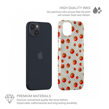 Cherry Jubilee Snap Phone Case with scattered watercolour red cherries on soft pink gingham
