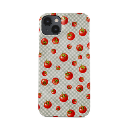 Cherry Jubilee Snap Phone Case with scattered watercolour red cherries on soft pink gingham
