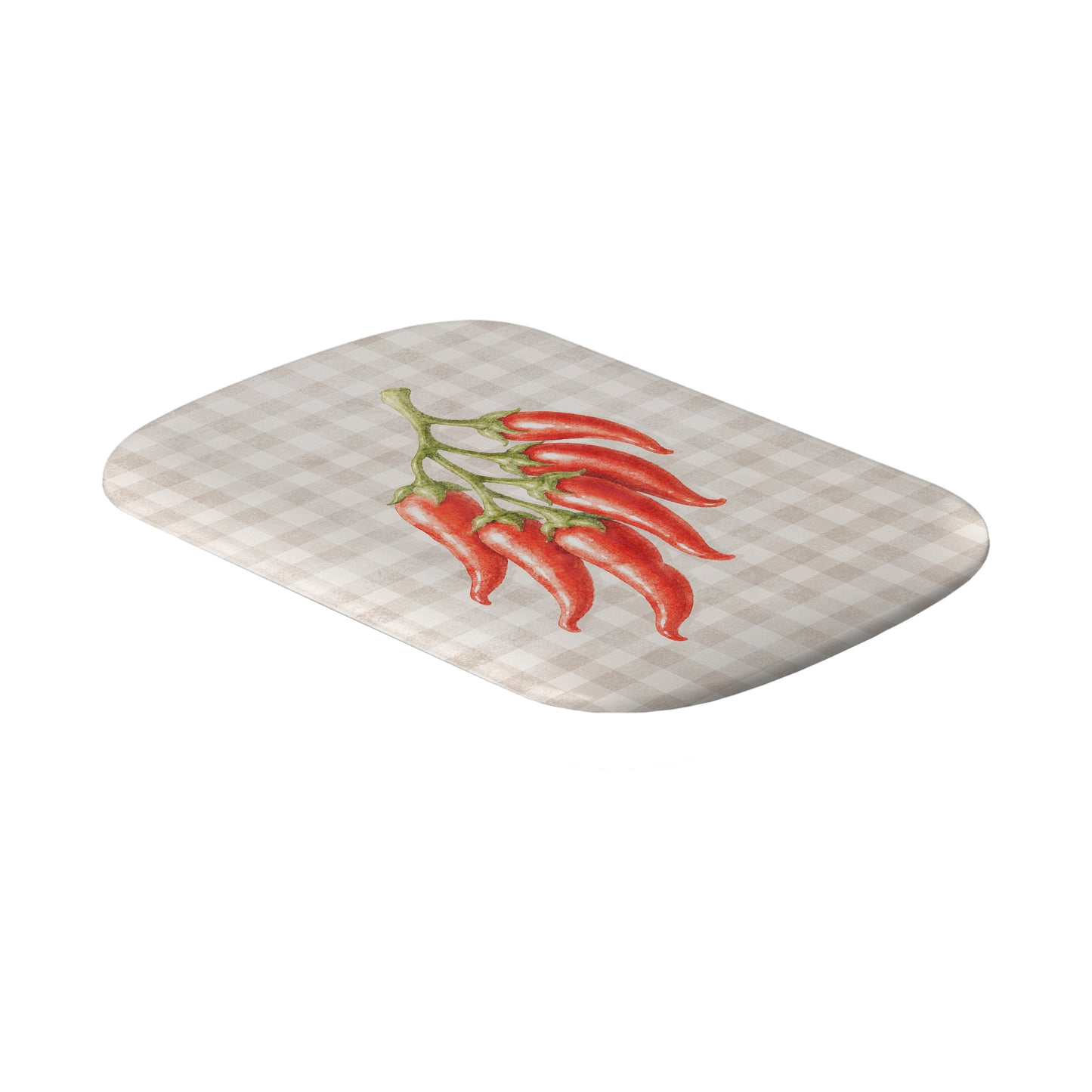 Scarlet Spice Power Bank Skin with watercolour red chillies on soft cream gingham
