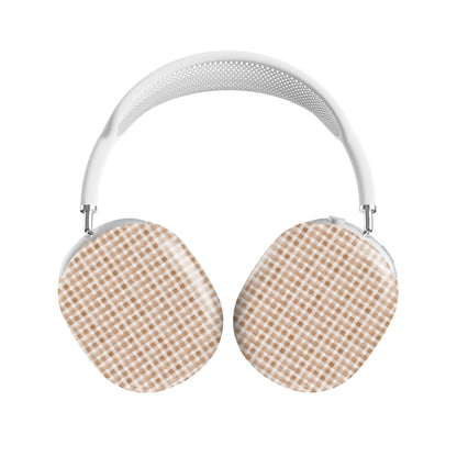 Protective AirPods Max cover with fall-inspired gingham pattern
