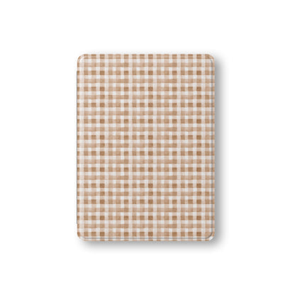 iPad Case with autumn checkered design and Apple Pencil holder