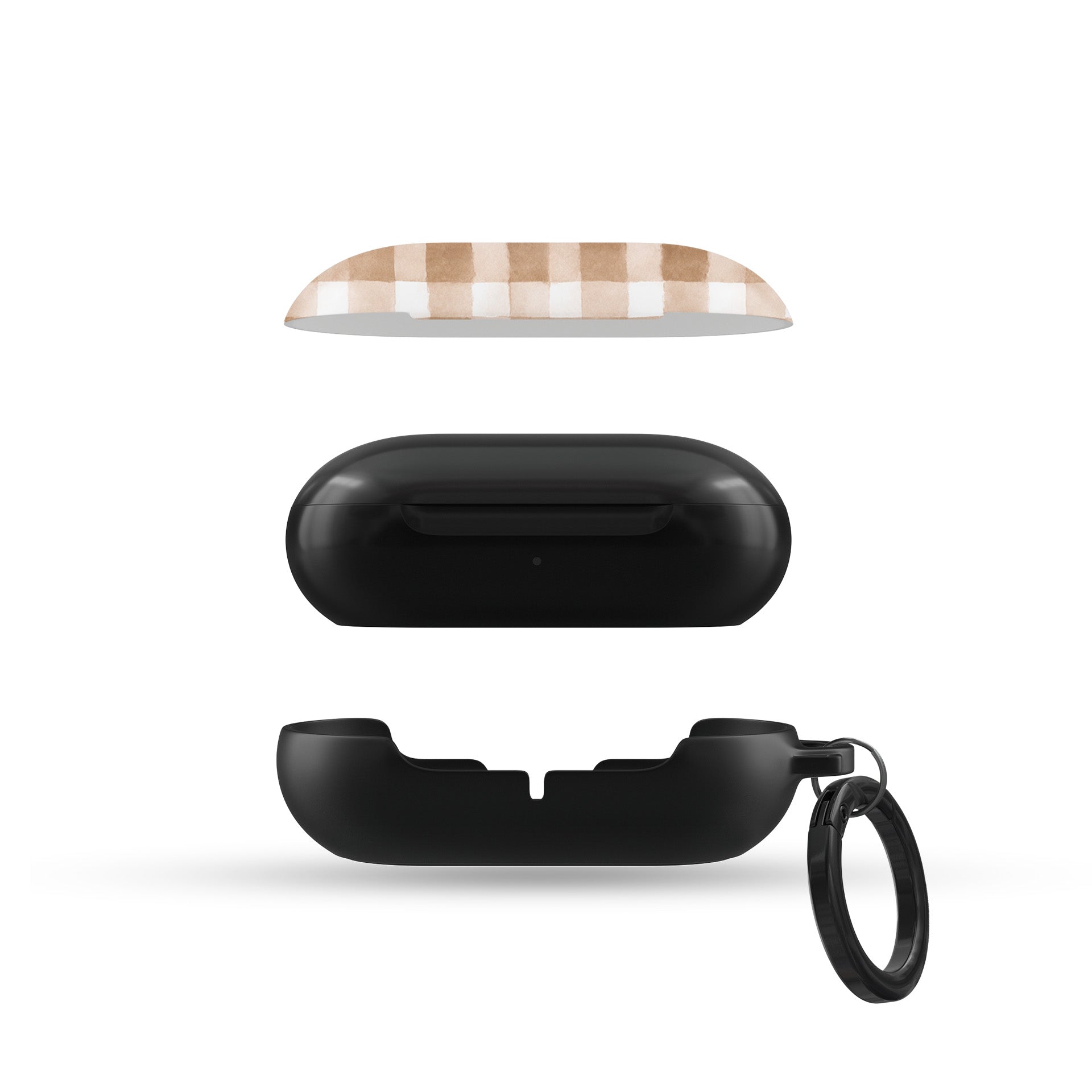 Samsung Buds tough case in beige gingham plaid design