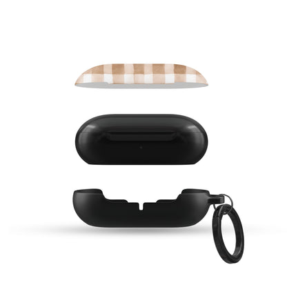 Samsung Buds tough case in beige gingham plaid design