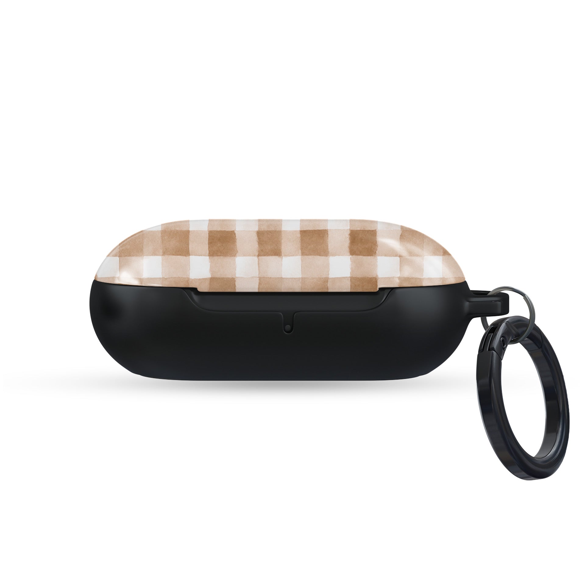 Samsung Buds tough case in beige gingham plaid design
