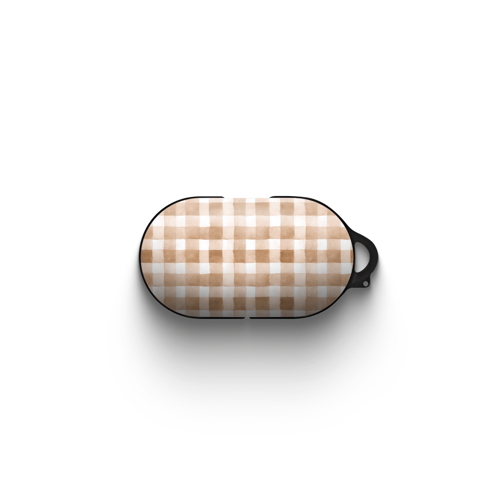 Samsung Buds tough case in beige gingham plaid design