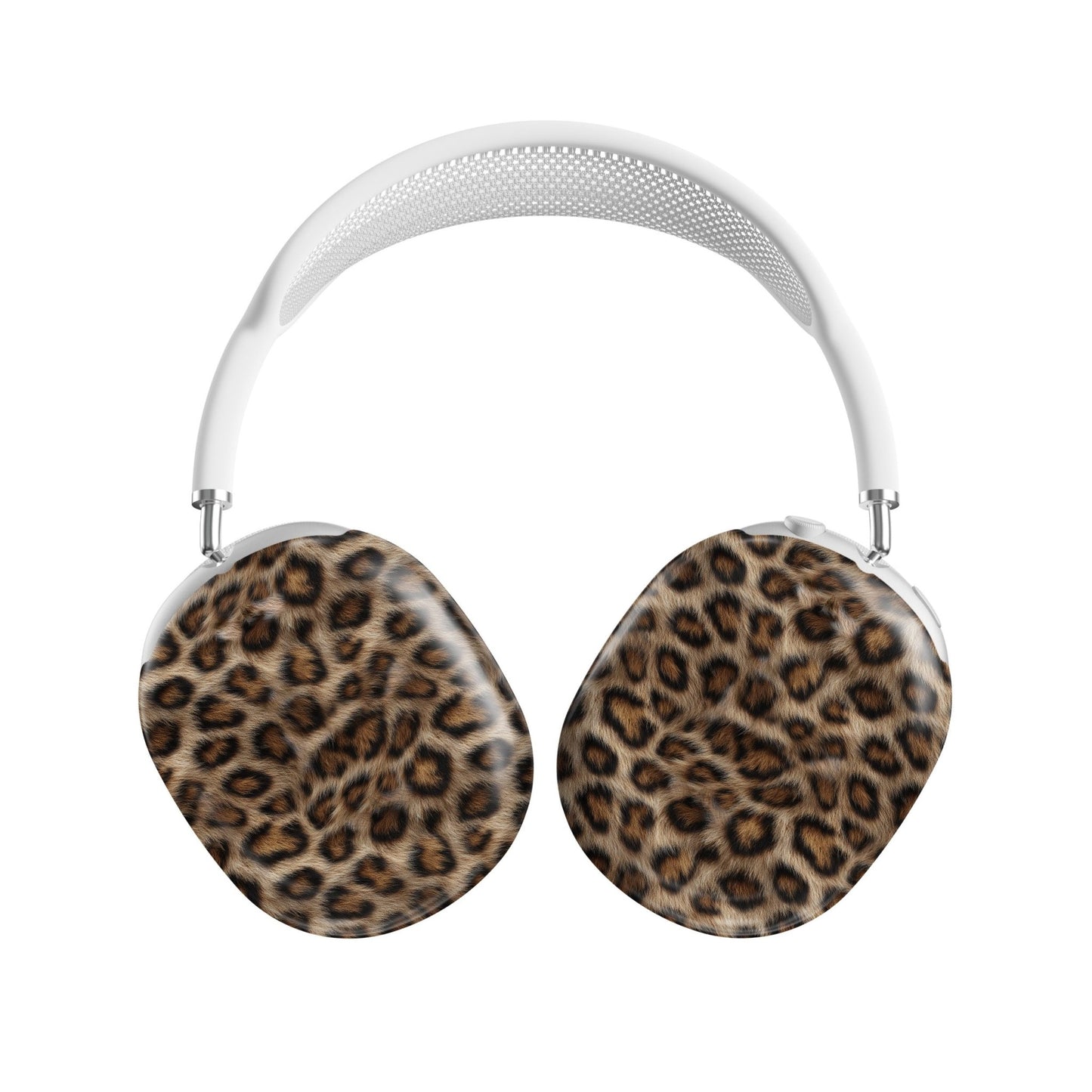 Golden Huntress warm leopard print Apple AirPods Max case with glossy fur texture