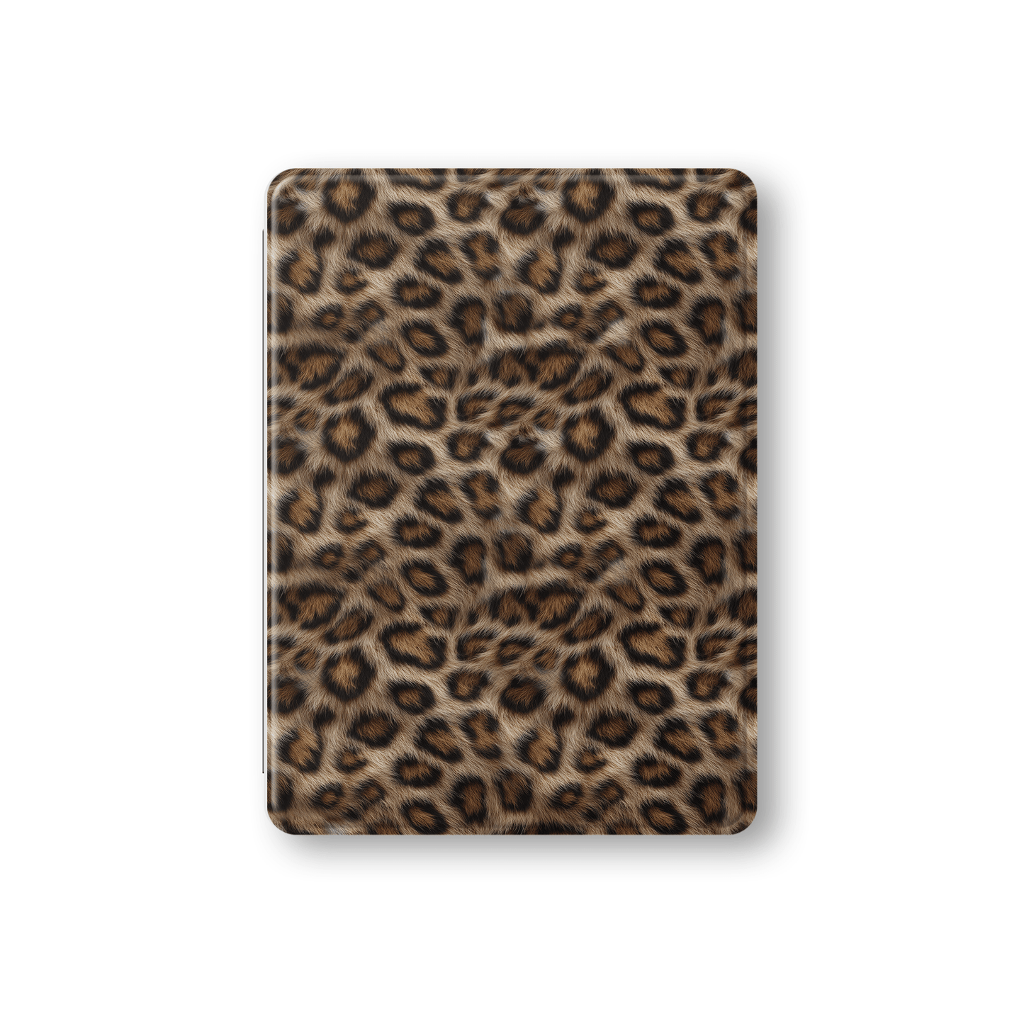 Golden Huntress iPad Case with luxury vegan leather leopard print, matte finish and Apple Pencil holder.