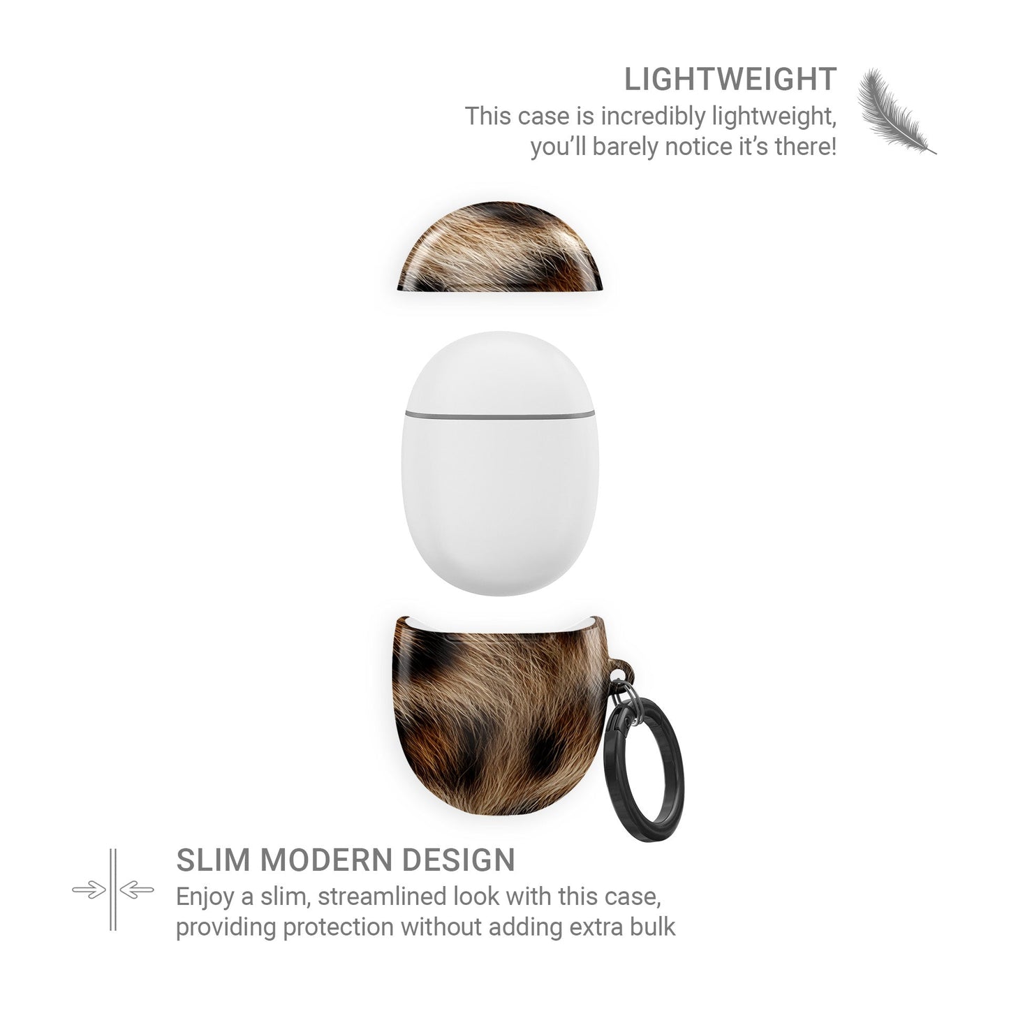 Golden Huntress leopard print Google Pixel Buds case with glossy fur pattern and keyring loop