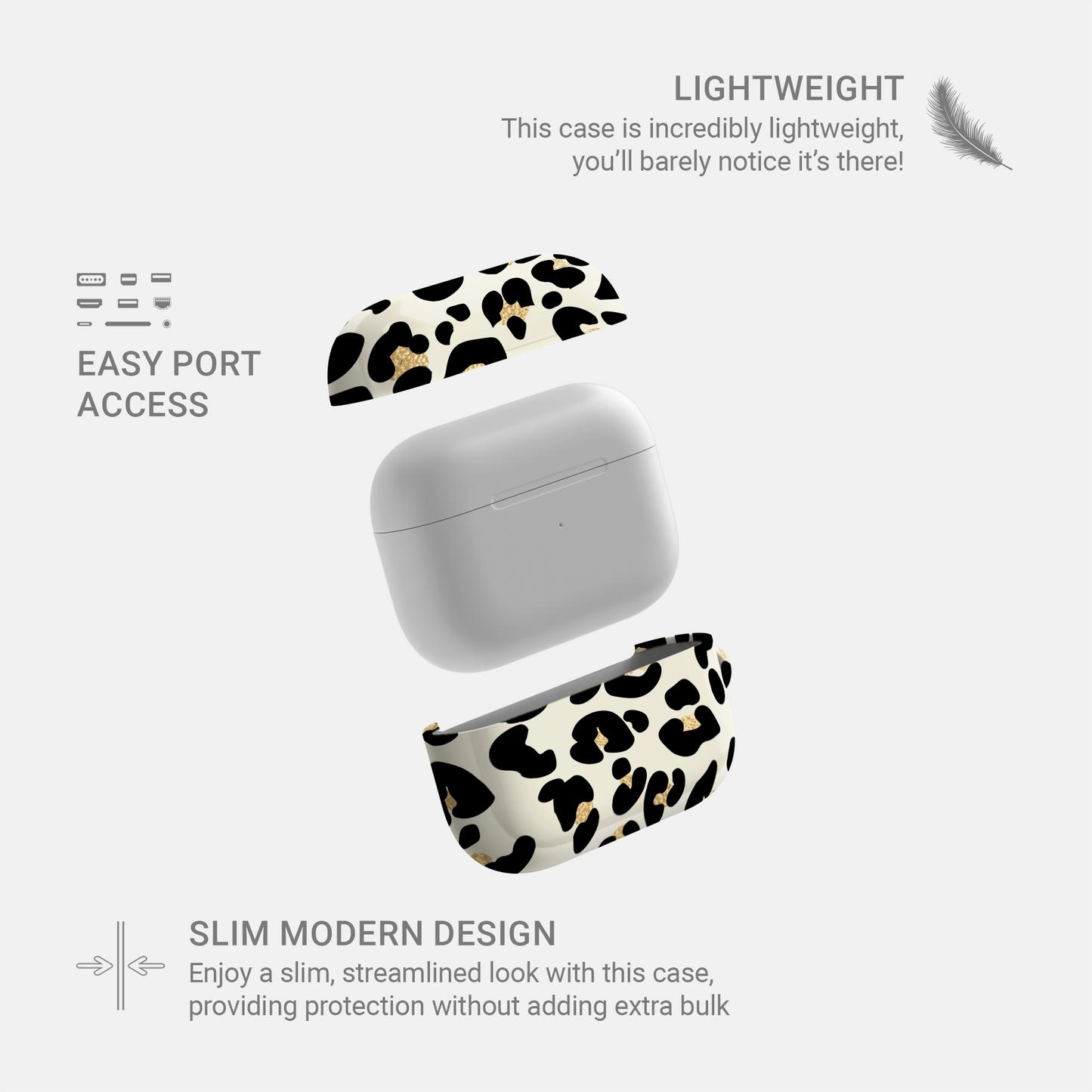 Case and Charm | Golden Prowl Leopard Print Protective Apple AirPods Case - Tech Accessories