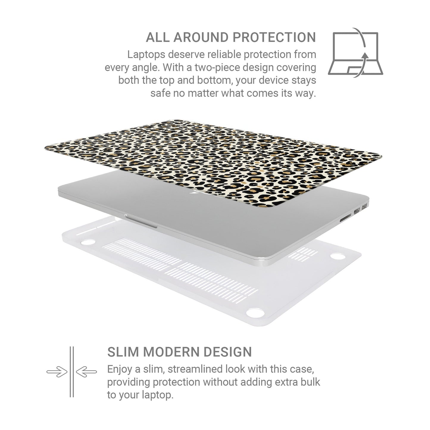 Golden Prowl | Leopard Print Protective MacBook Case - Case & Charm