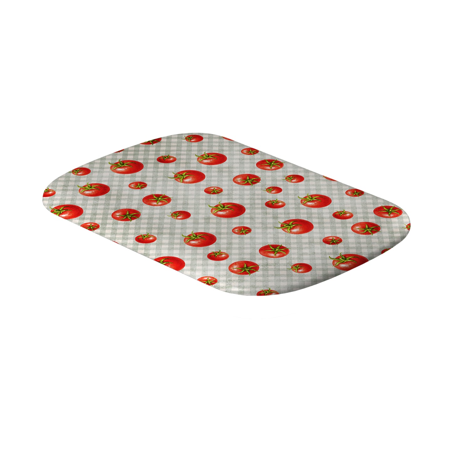Tomato Tumble Power Bank Skin with scattered hand-painted red tomatoes on soft sage gingham
