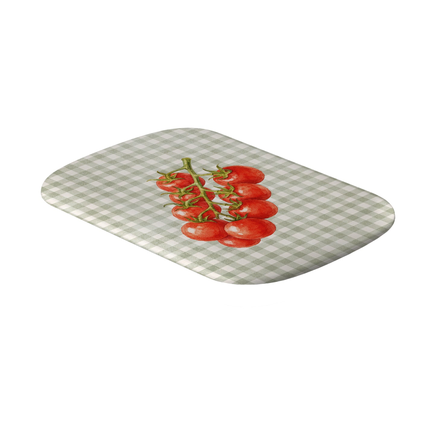 Garden Bounty Power Bank Skin with watercolour red tomato vine on soft sage gingham
