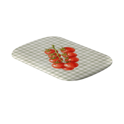 Garden Bounty Power Bank Skin with watercolour red tomato vine on soft sage gingham
