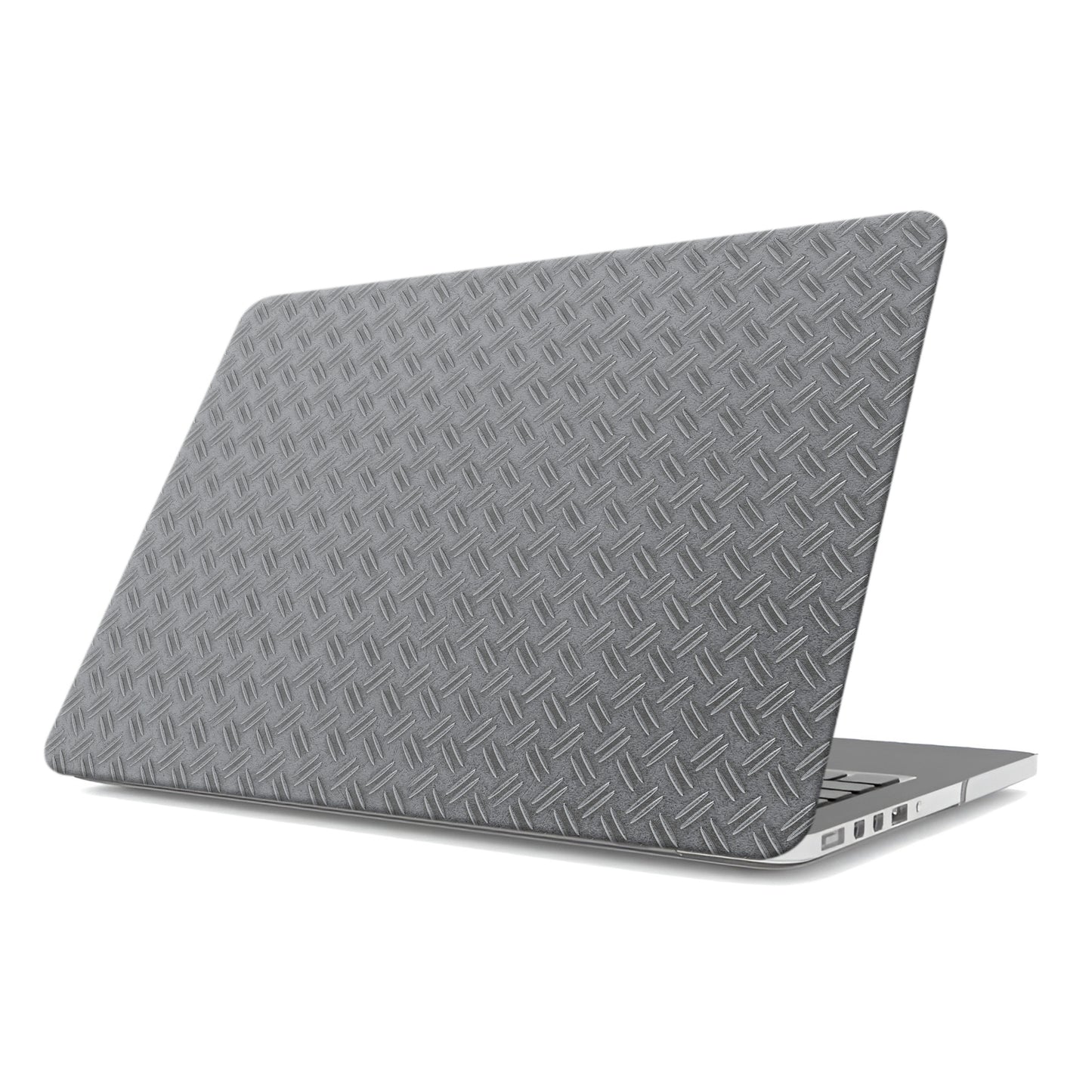 Titan Treadwork MacBook case with grey metal tread pattern and slim matte hard shell finish