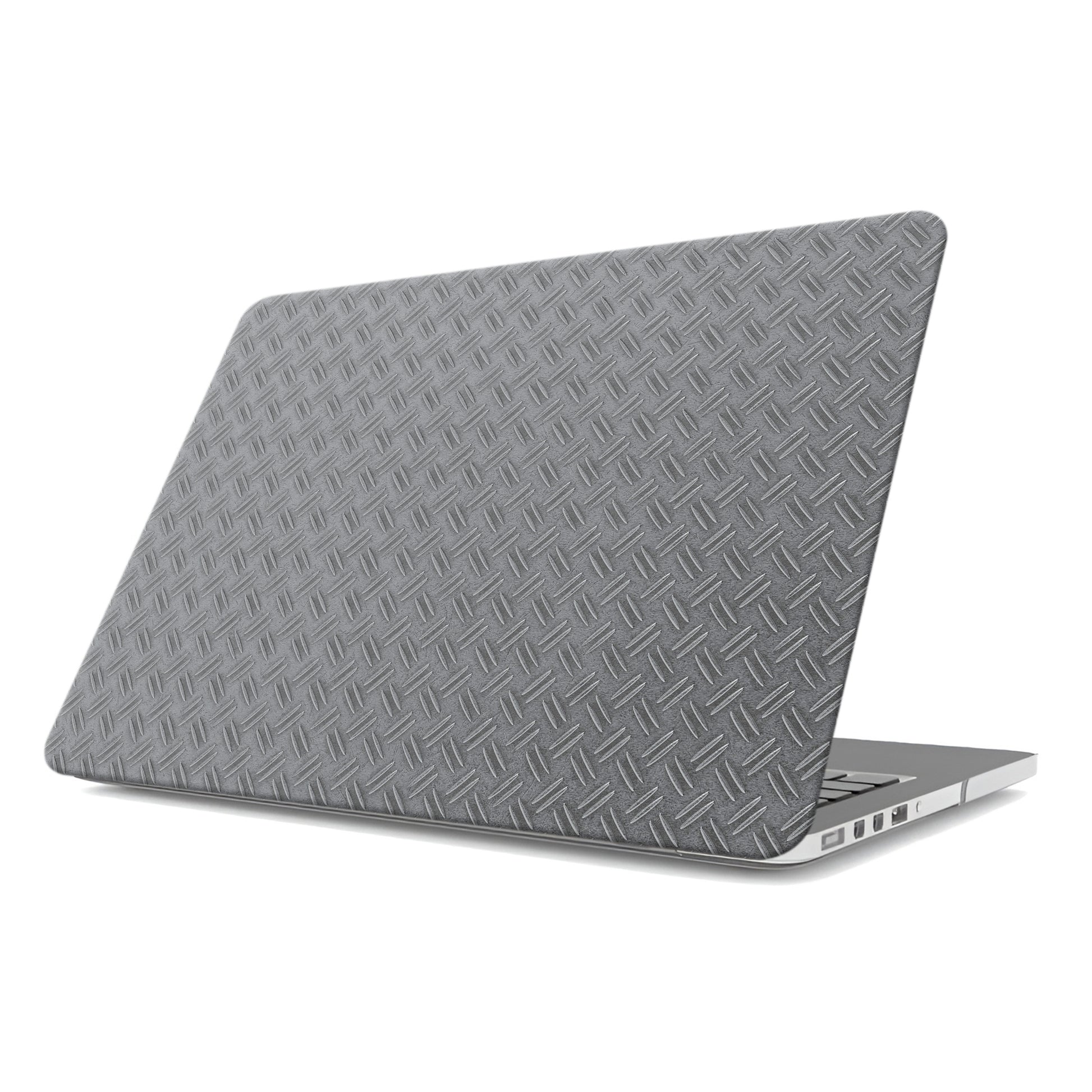 Titan Treadwork MacBook case with grey metal tread pattern and slim matte hard shell finish