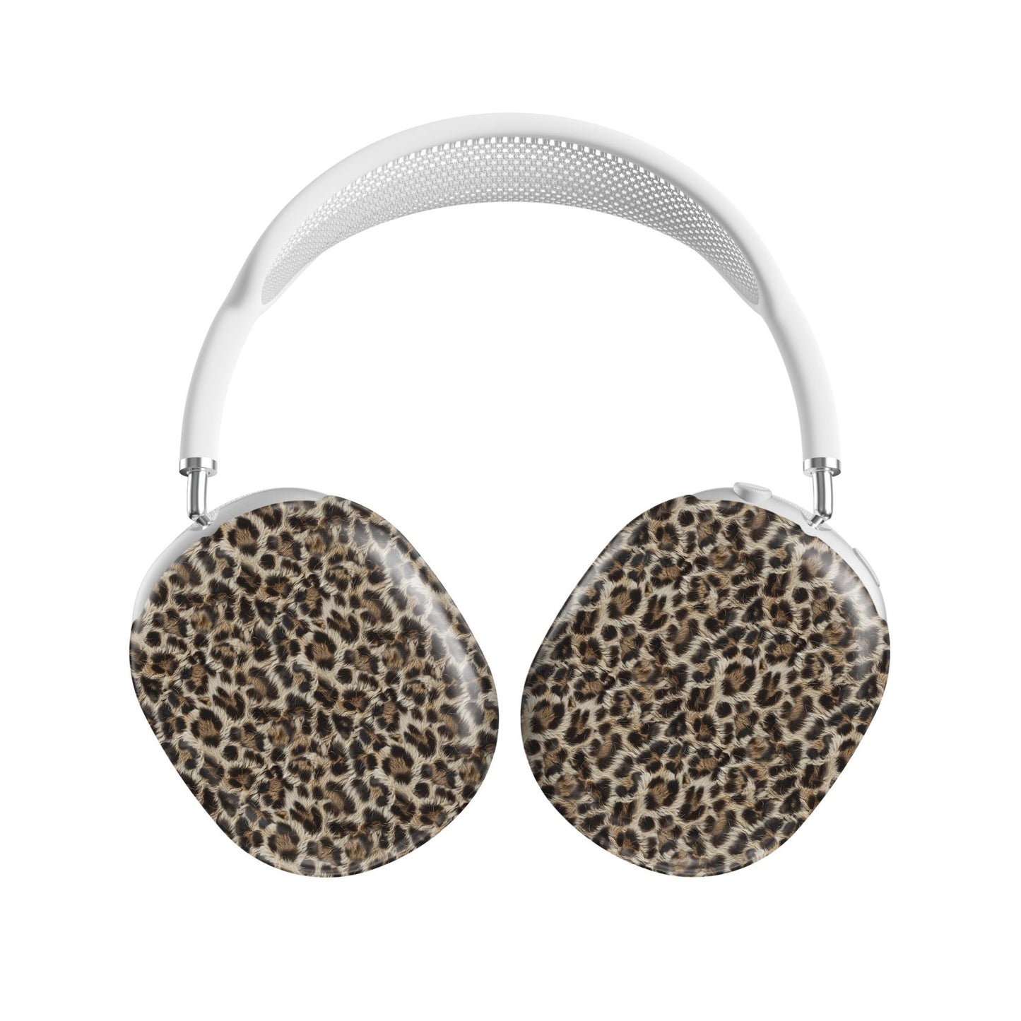 Honey Temptation warm leopard print Apple AirPods Max case with glossy fur texture and golden caramel tones